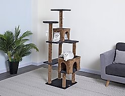 Go Pet Club 61-in Faux Fur Cat Tree & Condo, Brown/Black