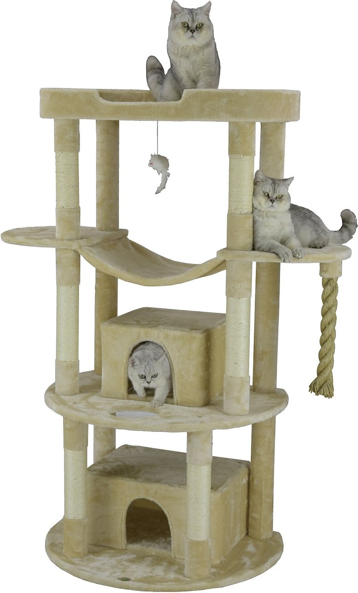 GO PET CLUB 60in Faux Fur Cat Tree & Condo, Beige