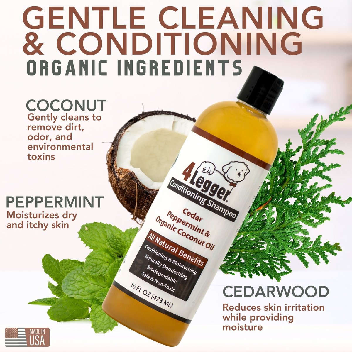 4LEGGER Cedar Peppermint & Organic Coconut Oil Dog Conditioning