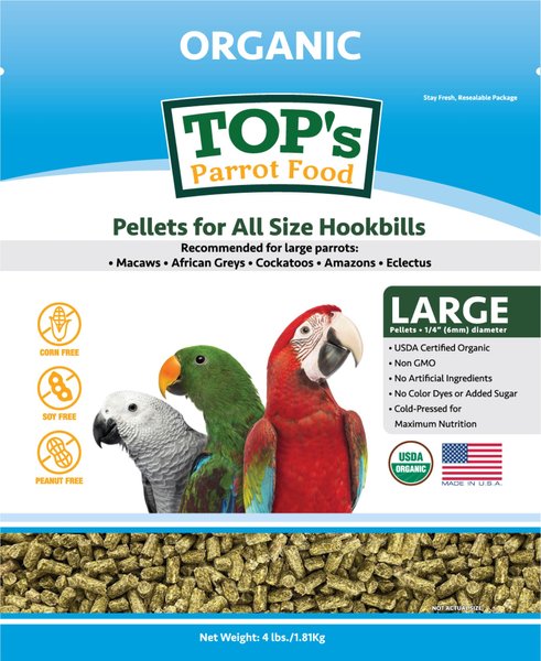 TOP's Parrot Food Organic Pellets Bird Food, 4-lb bag slide 1 of 7