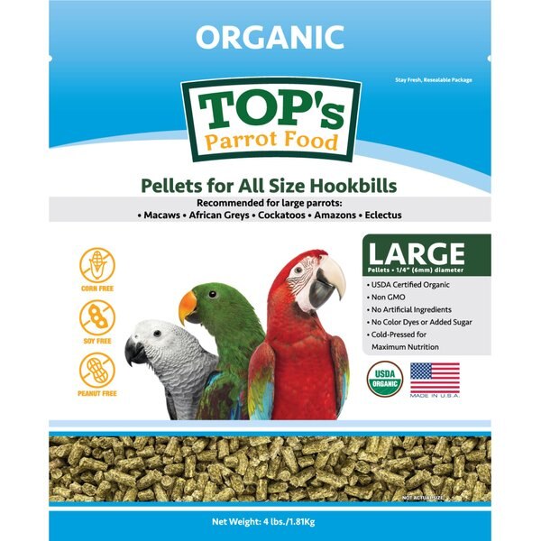 TOP'S PARROT FOOD Organic All in One Seed Mix Bird Food, 5-lb bag ...