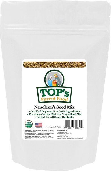 TOP's Parrot Food Organic Napoleon Seed Mix Small Parrot Food, 1-lb bag slide 1 of 2