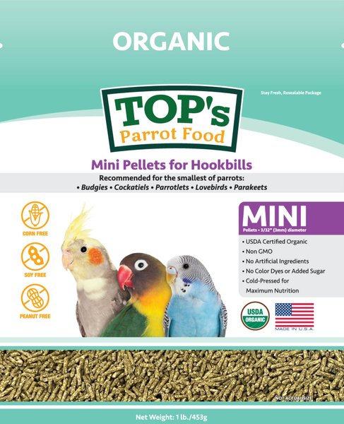 TOP's Parrot Food Organic Mini Pellets Bird Food, 1-lb bag slide 1 of 7