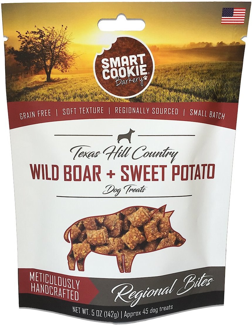 SMART COOKIE BARKERY Texas Hill Country Wild Boar & Sweet Potato GrainFree Dog Treats, 5oz bag