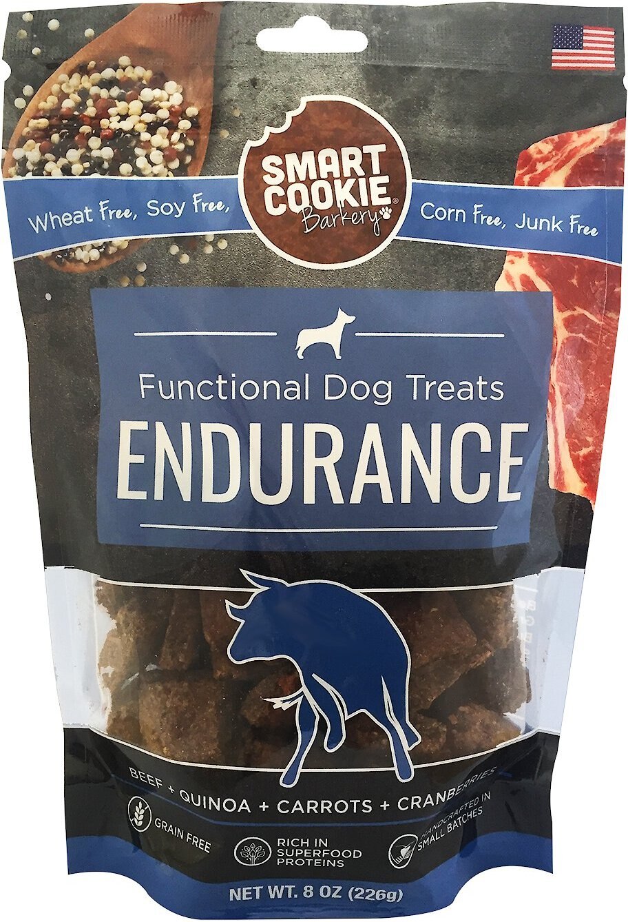 SMART COOKIE BARKERY Endurance Beef GrainFree Dog Treats, 8oz bag