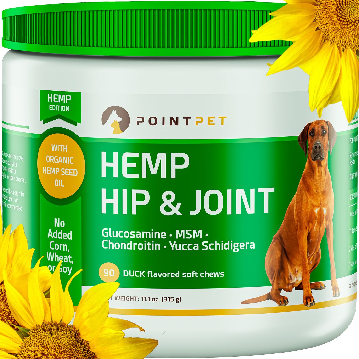 POINTPET Hemp Hip & Joint Dog Supplement, 90 count