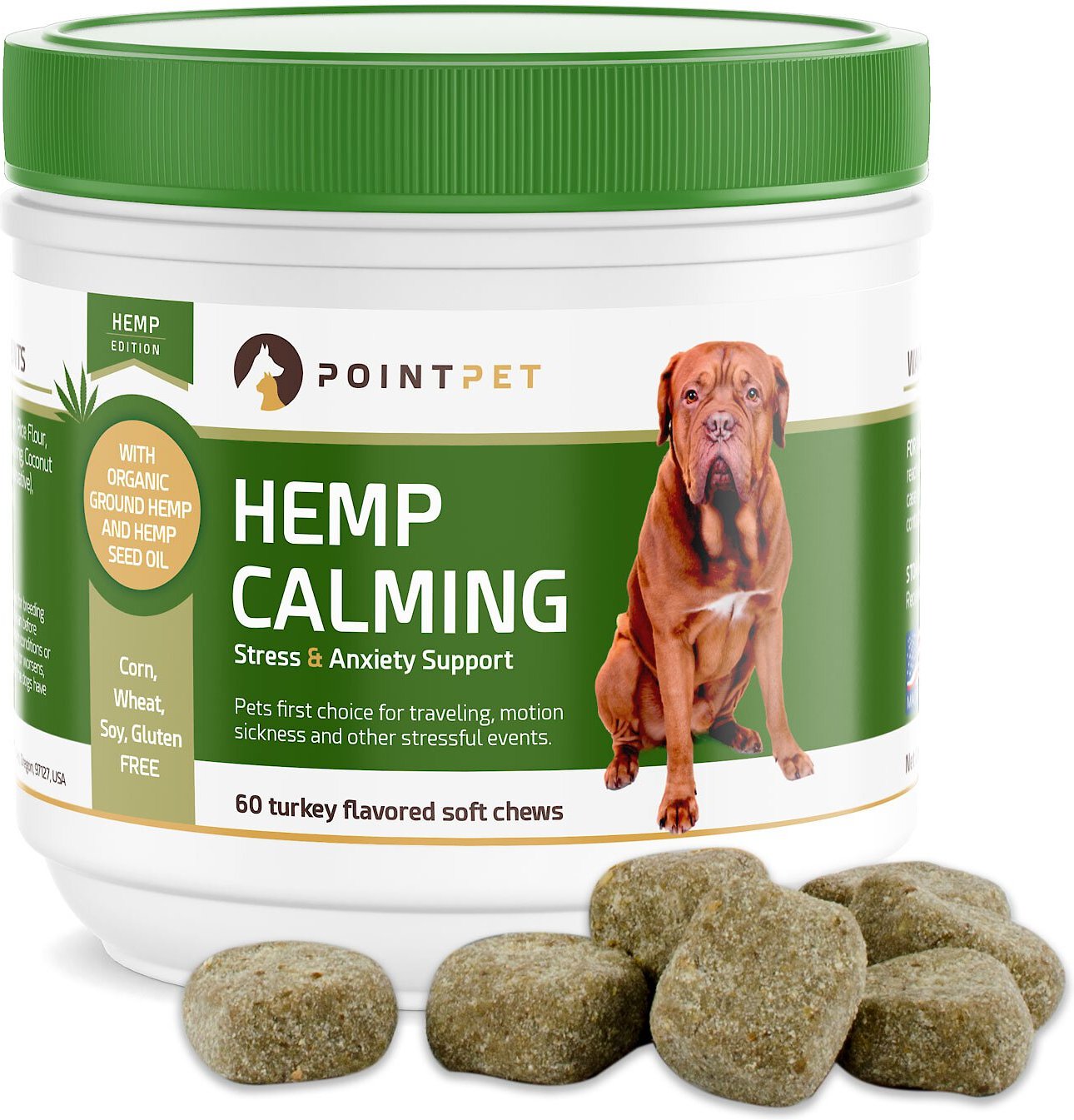 POINTPET Hemp Calming Dog Treats, 60 count