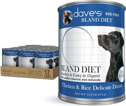 Dave's Pet Food Restricted Bland Diet Chicken & Rice Canned Dog Food, 13.2-oz, case of 12