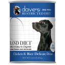 Dave's Pet Food Restricted Bland Diet Chicken & Rice Canned Dog Food, 13.2-oz, case of 12