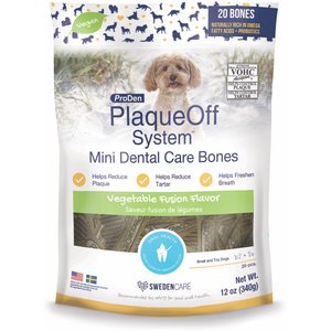 ProDen PlaqueOff System Vegetable Fusion Flavored Mini Dental Bone Dog Treats, 20 count