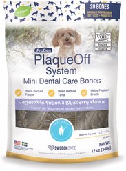 ProDen PlaqueOff System Vegetable Fusion & Blueberry Flavored Mini Dental Dog Treats, 20 count