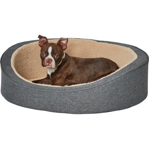 MidWest QuietTime Deluxe Hudson Bolster Cat & Dog Bed with Removable Cover, Gray, Small