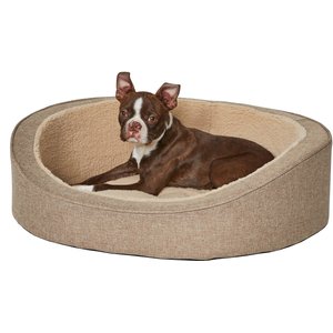 MidWest QuietTime Deluxe Hudson Bolster Cat & Dog Bed with Removable Cover, Tan, Small