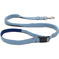 FurHaven Easy-Tether Reflective Bungee Dog Leash, Light Denim, 6.67-ft long