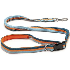 FurHaven Easy-Tether Reflective Bungee Dog Leash, Sea Breeze Stripe, 6.67-ft long