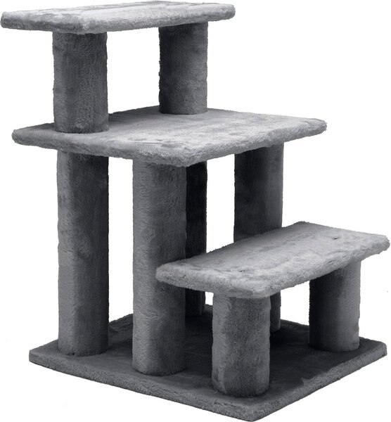 FURHAVEN Steady Paws Cat & Dog Stairs, Gray, 3Step