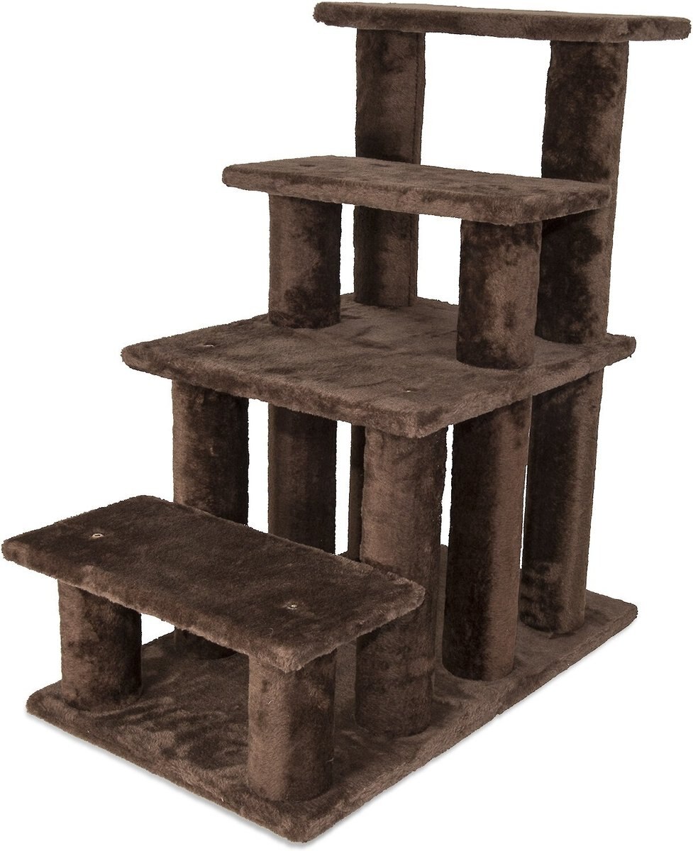 FURHAVEN Steady Paws Cat & Dog Stairs, Brown, 4Step