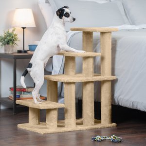 FurHaven Steady Paws Cat & Dog Stairs, Cream, 4-Step