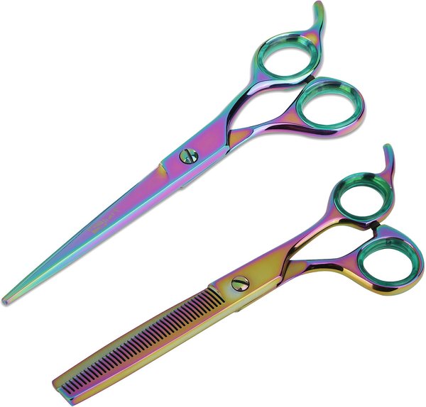Sharf Gold Touch Rainbow 7.5" Straight & 6.5" Thinning Scissors Pet Grooming Shear Kit slide 1 of 8