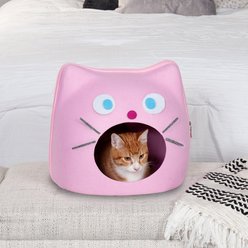 FurHaven Kitty-Shaped Felt Cubby Cat Bed, Light Pink