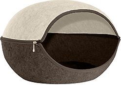 FurHaven Two-Color Round Felt Cubby Cat Bed, Large, Heather Brown/Cream slide 2 of 7