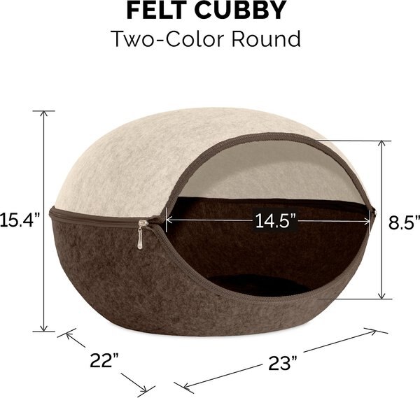 FurHaven Two-Color Round Felt Cubby Cat Bed, Large