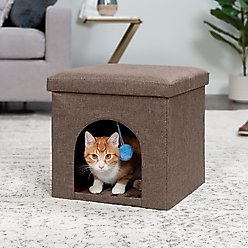 FurHaven House Footstool & Ottoman Dog & Cat Bed, Coconut Brown, Small