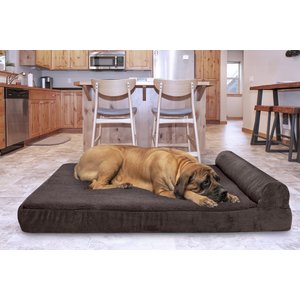 FurHaven Chaise Lounge Orthopedic Cat & Dog Bed w/Removable Cover, Dark Espresso, Jumbo Plus