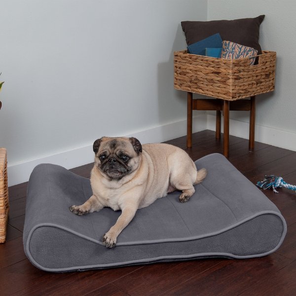 FurHaven Microvelvet Luxe Lounger Memory Foam Dog Bed w/Removable Cover, Gray, Medium slide 1 of 9