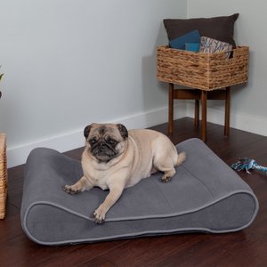 FurHaven Microvelvet Luxe Lounger Memory Foam Dog Bed w/Removable Cover, Gray, Medium