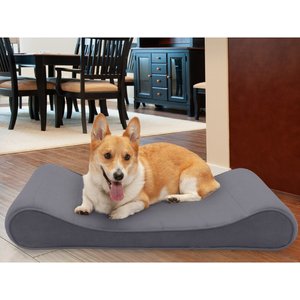 FurHaven Microvelvet Luxe Lounger Memory Foam Dog Bed with Removable Cover, Gray, Large