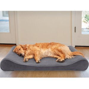 FurHaven Microvelvet Luxe Lounger Memory Foam Dog Bed with Removable Cover, Gray, Jumbo