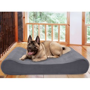 FurHaven Microvelvet Luxe Lounger Memory Foam Dog Bed w/Removable Cover, Gray, Jumbo Plus