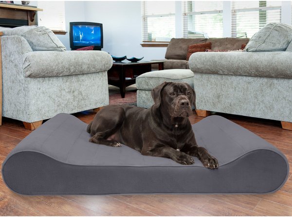 FurHaven Microvelvet Luxe Lounger Memory Foam Dog Bed w/Removable Cover, Gray, Giant slide 1 of 9