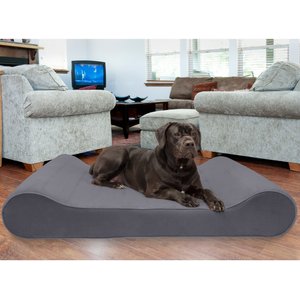 FurHaven Microvelvet Luxe Lounger Memory Foam Dog Bed with Removable Cover, Gray, Giant