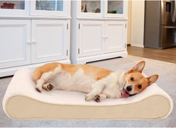 FurHaven Ultra Plush Luxe Lounger Memory Foam Dog Bed with Removable Cover, Cream, Large