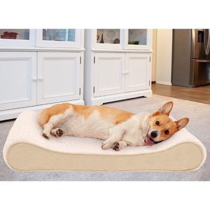 FurHaven Ultra Plush Luxe Lounger Memory Foam Dog Bed w/Removable Cover, Cream, Large