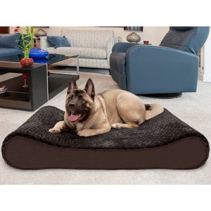 FurHaven Ultra Plush Luxe Lounger Memory Foam Dog Bed w/Removable Cover, Chocolate, Jumbo Plus