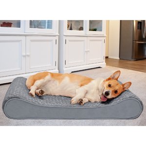 FurHaven Ultra Plush Luxe Lounger Memory Foam Dog Bed w/Removable Cover, Gray, Large
