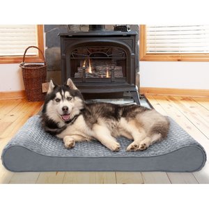 FurHaven Ultra Plush Luxe Lounger Memory Foam Dog Bed w/Removable Cover, Gray, Jumbo