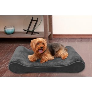 FurHaven Minky Plush Luxe Lounger Memory Foam Dog Bed w/Removable Cover, Gray, Medium