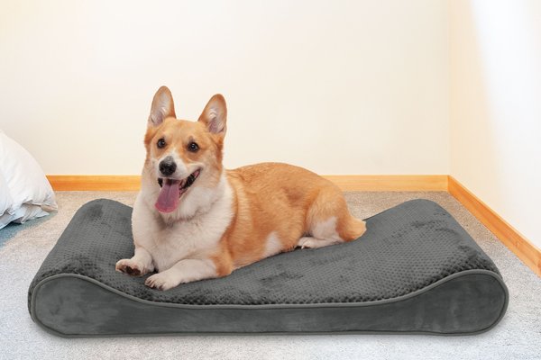 FurHaven Minky Plush Luxe Lounger Memory Foam Dog Bed w/Removable Cover, Gray, Large slide 1 of 9