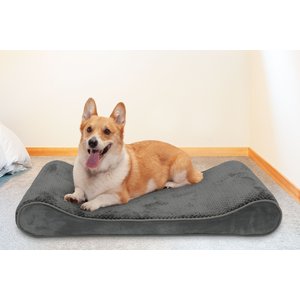 FurHaven Minky Plush Luxe Lounger Memory Foam Dog Bed with Removable Cover, Gray, Large