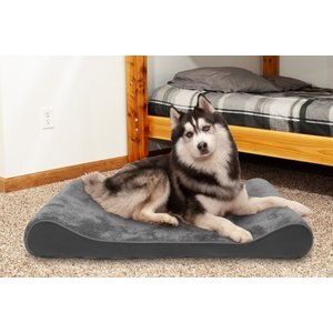 FurHaven Minky Plush Luxe Lounger Memory Foam Dog Bed w/Removable Cover, Gray, Jumbo