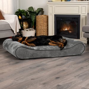FurHaven Minky Plush Luxe Lounger Memory Foam Dog Bed w/Removable Cover, Gray, Jumbo Plus