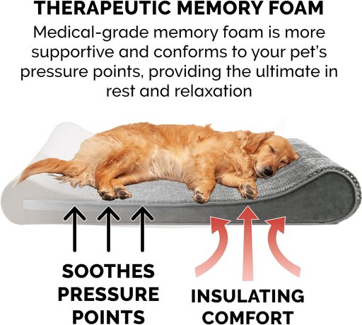 FurHaven Minky Plush Luxe Lounger Memory Foam Dog Bed with Removable Cover, Gray, Jumbo Plus