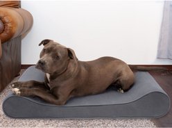FurHaven Microvelvet Luxe Lounger Cooling Gel Dog Bed with Removable Cover, Gray, Large