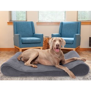 FurHaven Microvelvet Luxe Lounger Cooling Gel Dog Bed w/Removable Cover, Gray, Jumbo Plus