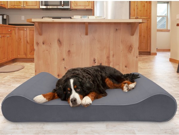 FurHaven Microvelvet Luxe Lounger Cooling Gel Dog Bed w/Removable Cover, Gray, Giant slide 1 of 9