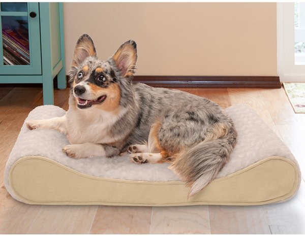 FurHaven Ultra Plush Luxe Lounger Cooling Gel Dog Bed w/Removable Cover, Cream, Medium slide 1 of 9